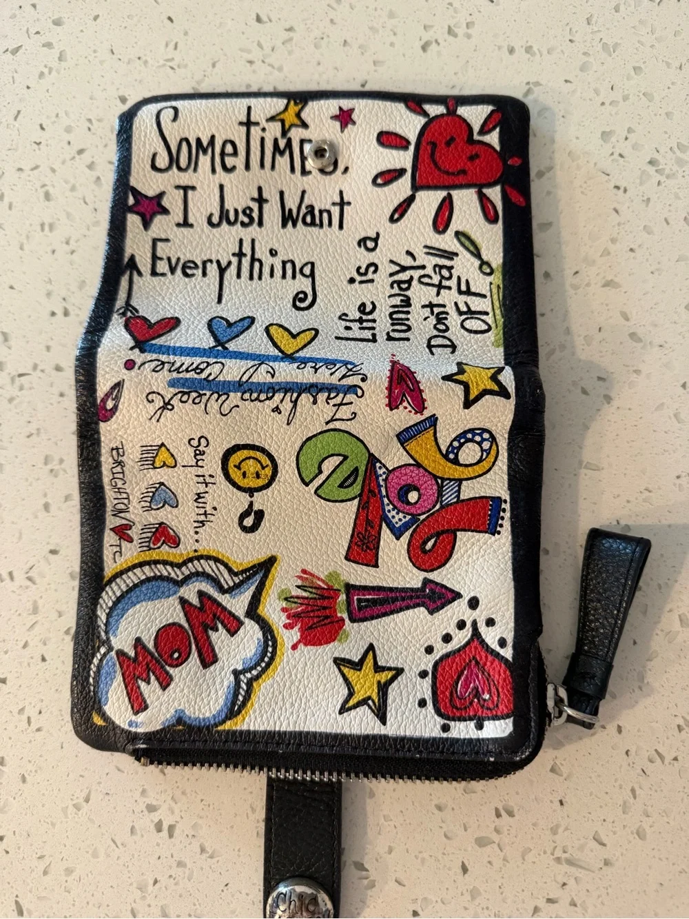 Brighton Fashionista Love Scribble Leather Wallet Organizer - Great Condition